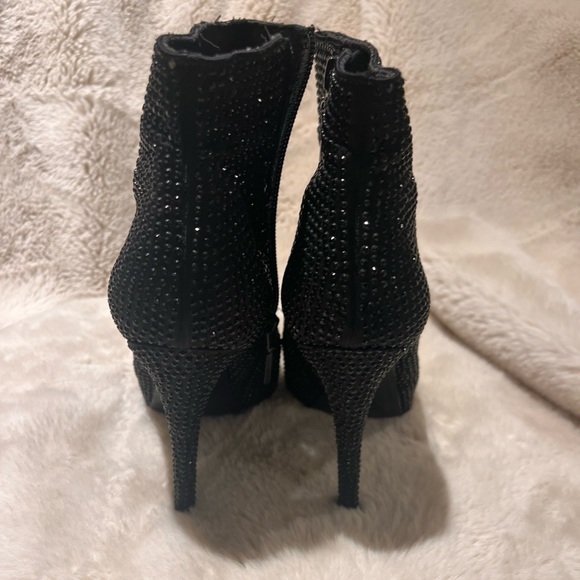 Vintage black rhinestones platform booties - Picture 2 of 5
